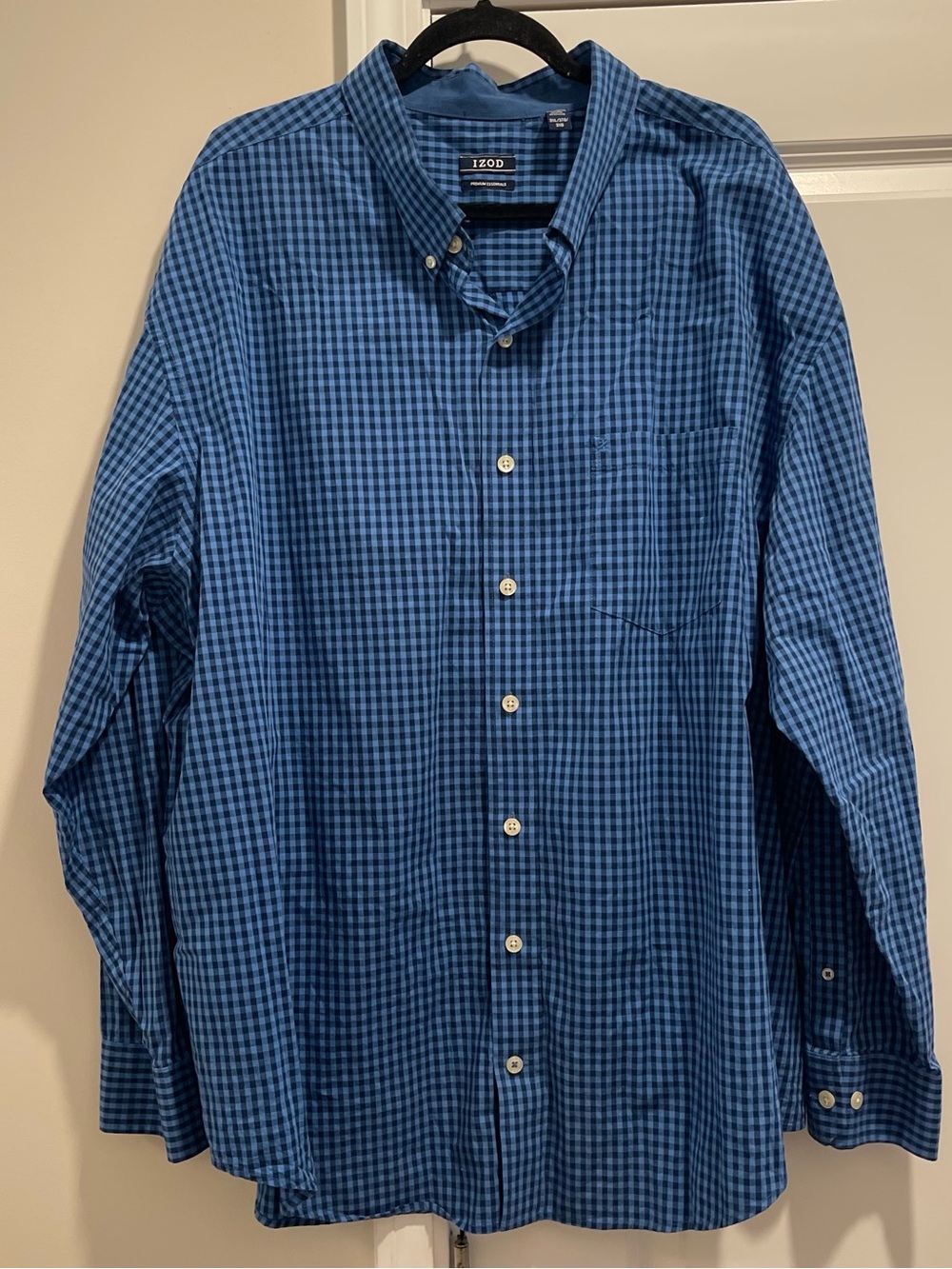 IZOD Men’s Blue Gingham Button-Down Long Sleeve Shirt Size 3XL